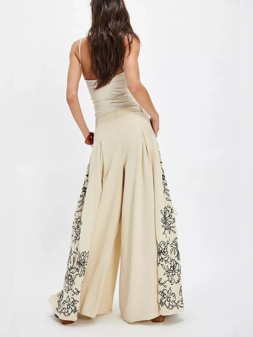 NWOT free people What You Know Embroidered Wide-Leg Pants - Picture 2 of 15